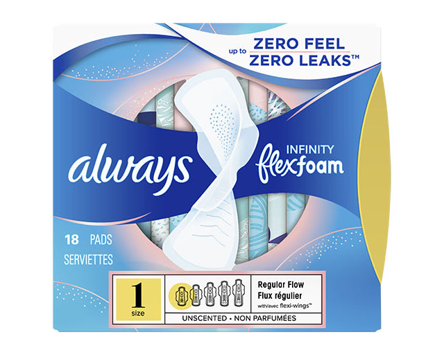 Always Pure Cotton pads with FlexFoam