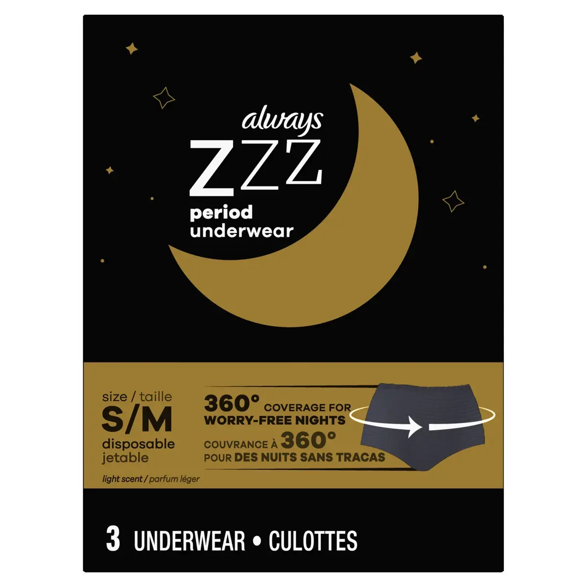  Always ZZZ Overnight Disposable Period Underwear for