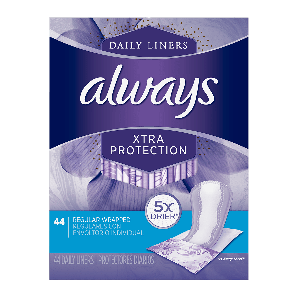 Product-Always Xtra Protection Daily Liners, Regular, Wrapped