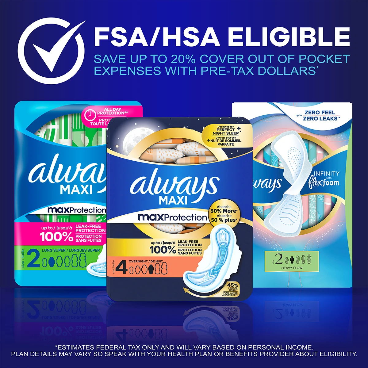 Always Maxi Size 4 Overnight Pads With Wings | Always®