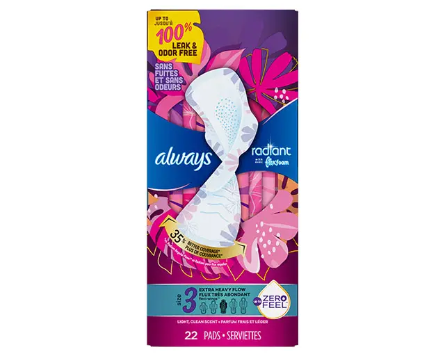 Product-Always Radiant Pads, Size 1, Regular, Light Clean Scent