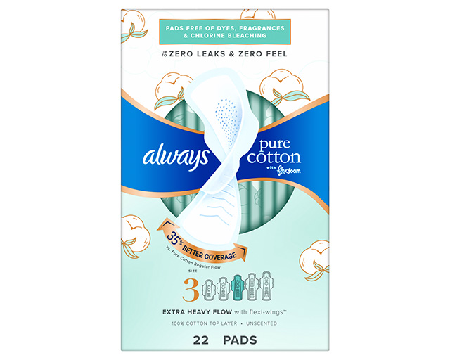 Always Pure Cotton pads with FlexFoam