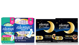 Always menstrual products, including ultra-thin and nighttime options, designed for comfort and protection during periods