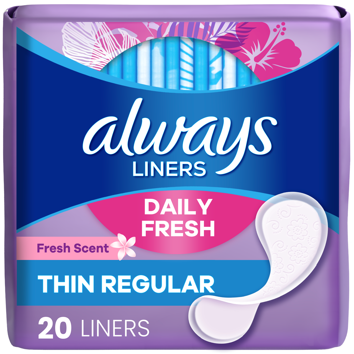 Always Daily Fresh Liners Thin Scented, Wrapped (Clean Scent