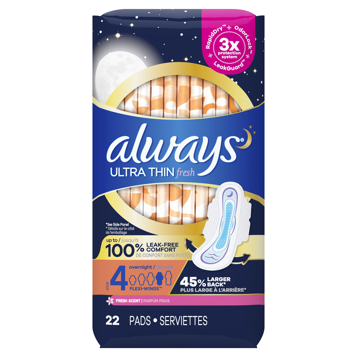 Always Ultra Thin Pads, Regular, 36/Pack, PK6 30656