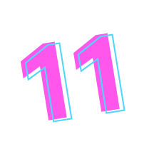 The number six in pink and blue.