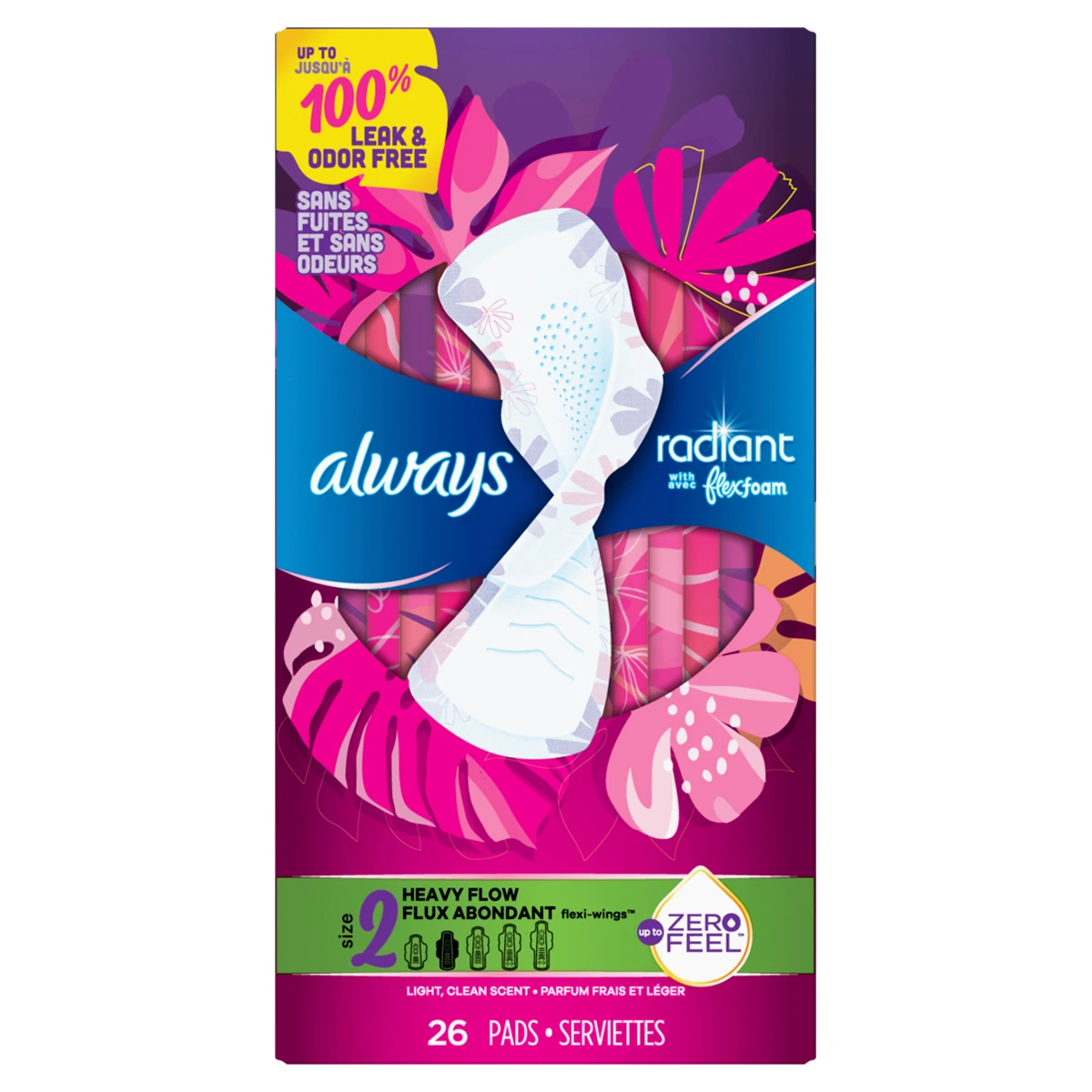 Radiant Pads: Size 2 Heavy Flow With Wings Scented