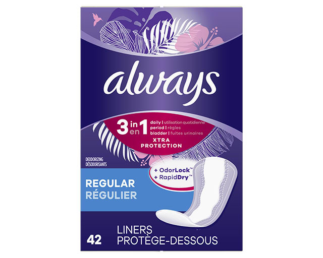 Always Xtra Protection 3-in-1 Daily Liners Regular Deodorizing