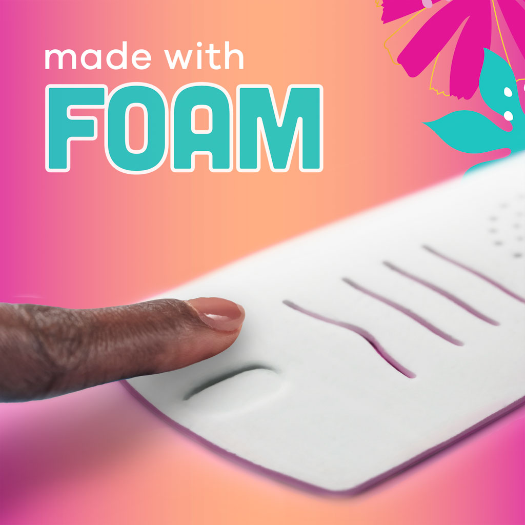 Foam‑based menstrual pad showing soft, cushion‑like flexibility