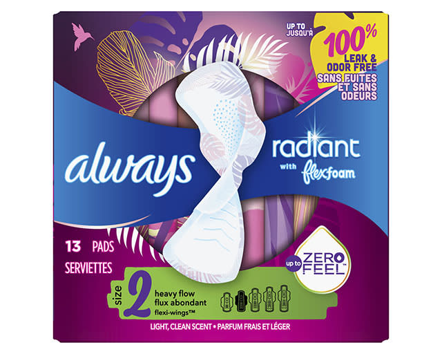 Always Radiant Size 2 Heavy Flow Pads with FlexFoam, Light Clean Scent