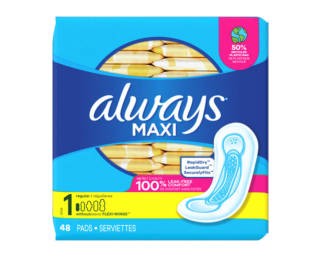 Always Maxi Size 1 Regular Pads Without Wings,Unscented