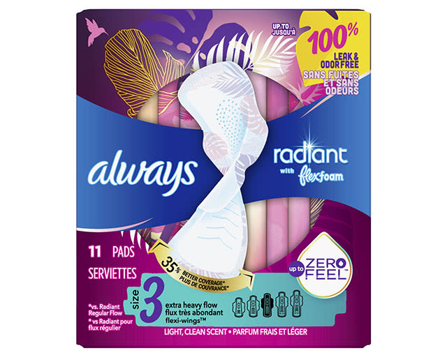 Always Radiant Pads, Size 1, Regular, Light Clean Scent