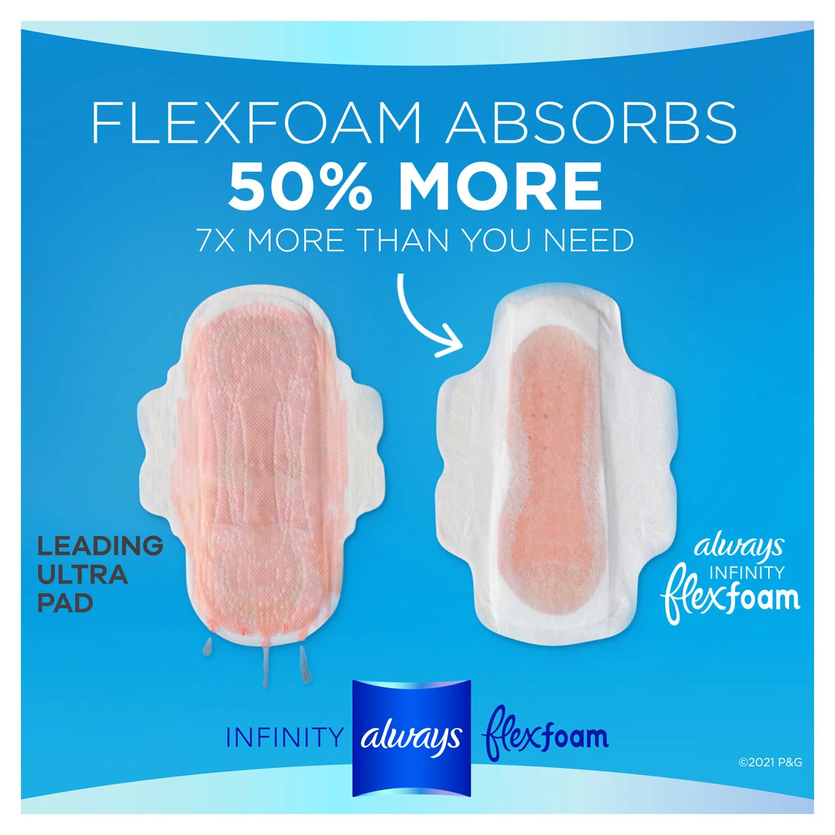 Always Infinity Super Absorbency Avec Flex Foam Pads - Unscented - Size 2 -  46ct 46 ct