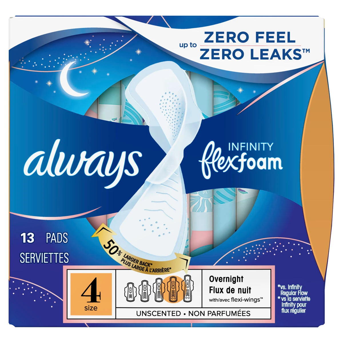 Always Infinity Size 3 FlexFoam Extra Heavy Flow Unscented Pads