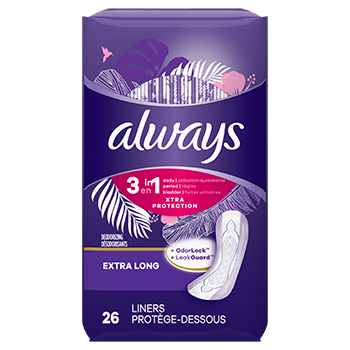 Always Xtra Protection 3in1 Daily Liners Extra Long with LeakGuards, Wrapped
