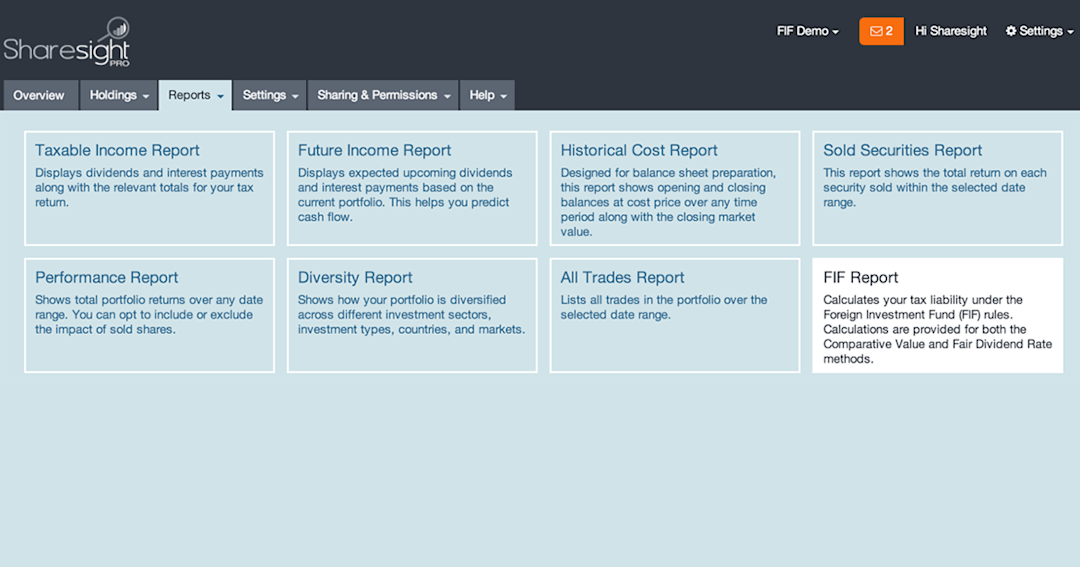 Fif Reporting Product features