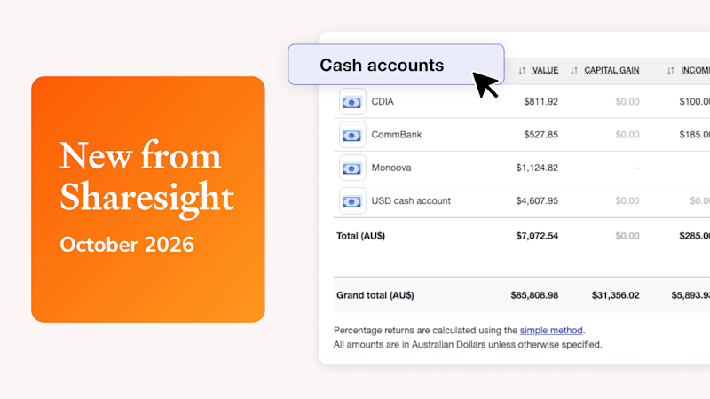 Calculate performance on cash accounts with Sharesight
