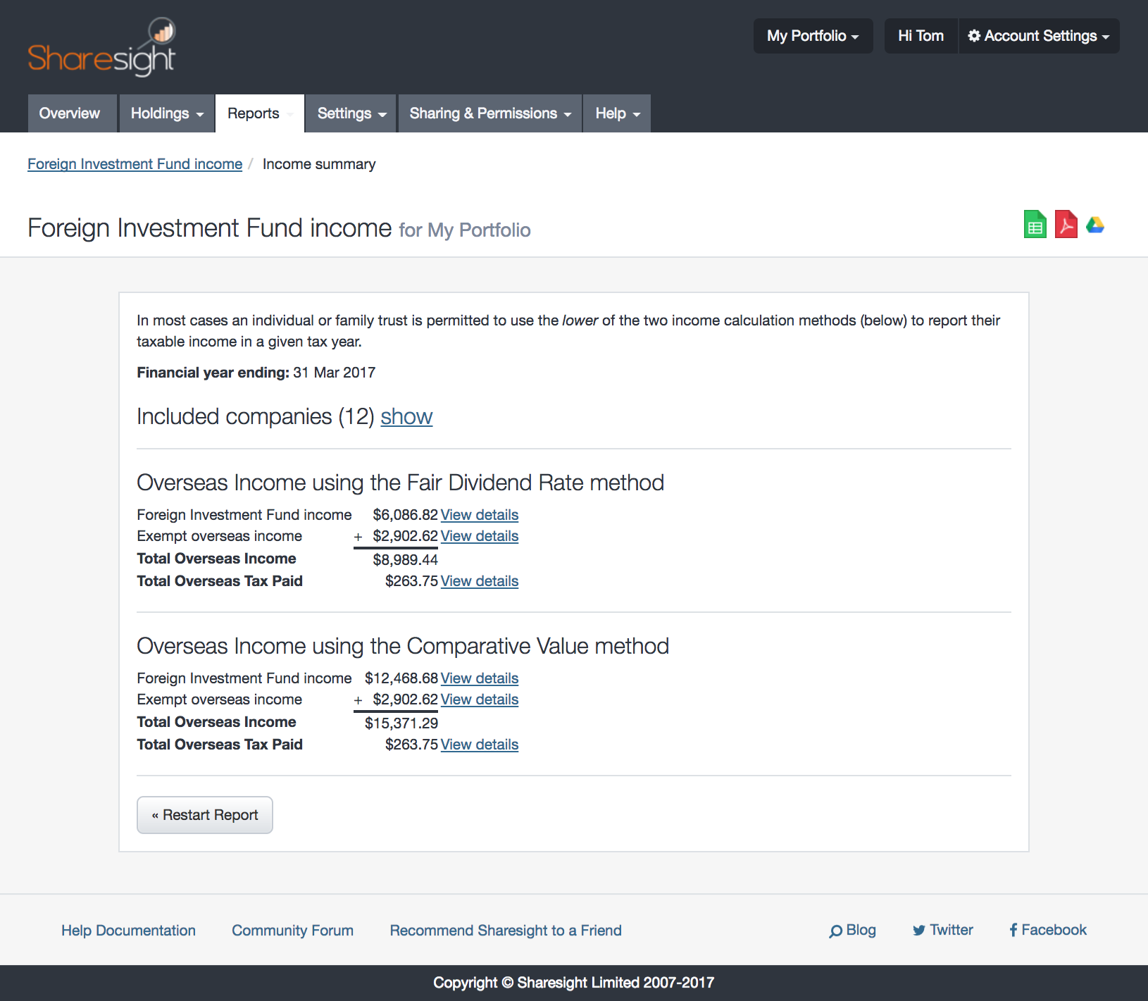 screenshot - sharesight FIF #2