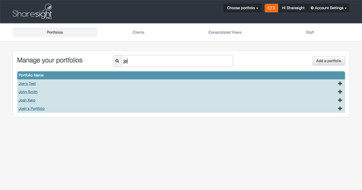 Sharesight Pro Portfolio Search Tool