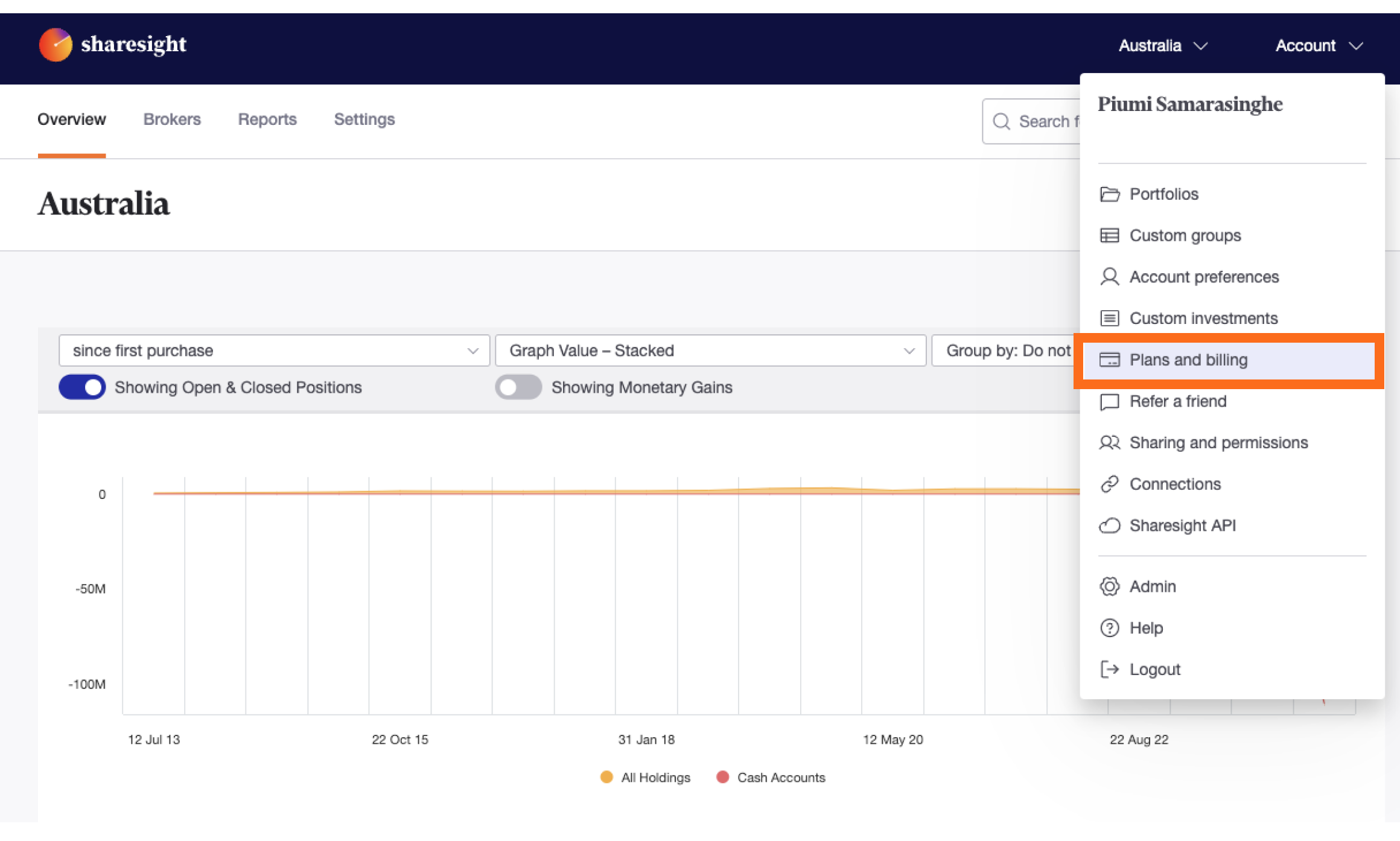 Navigate to plans and billing