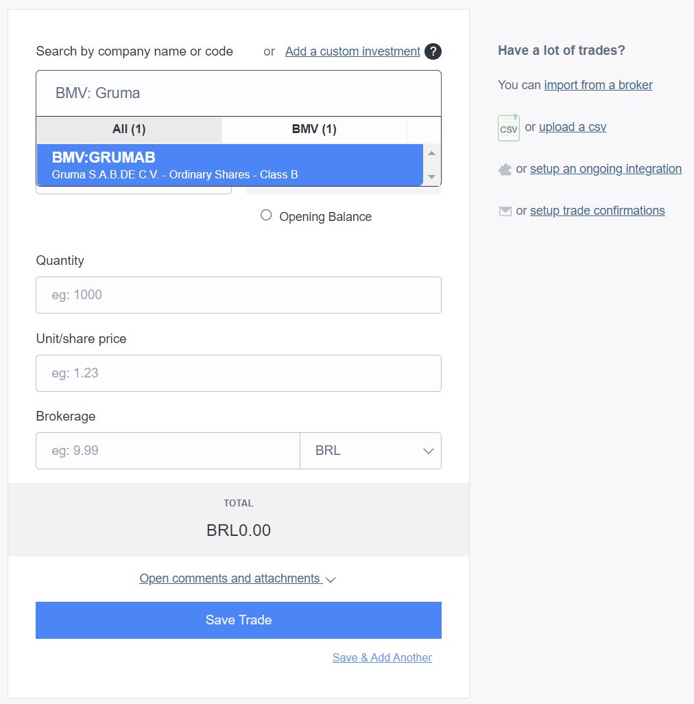 Track stocks Latin American exchanges