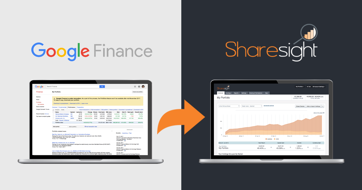 featured - import your Google Finance portfolio to Sharesight