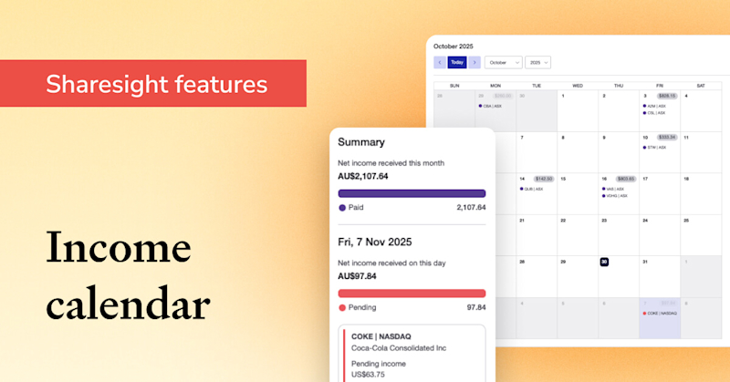 Dividend income calendar Sharesight