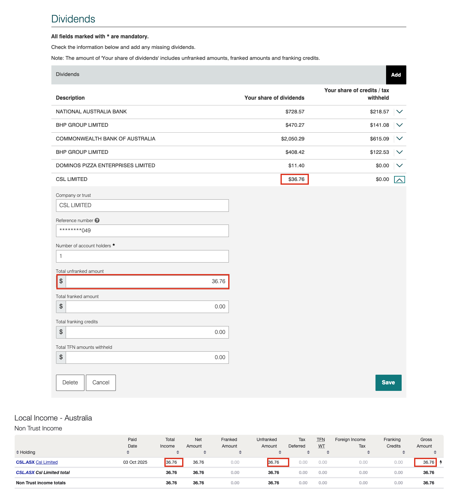 mytax vs taxable income reconciliation