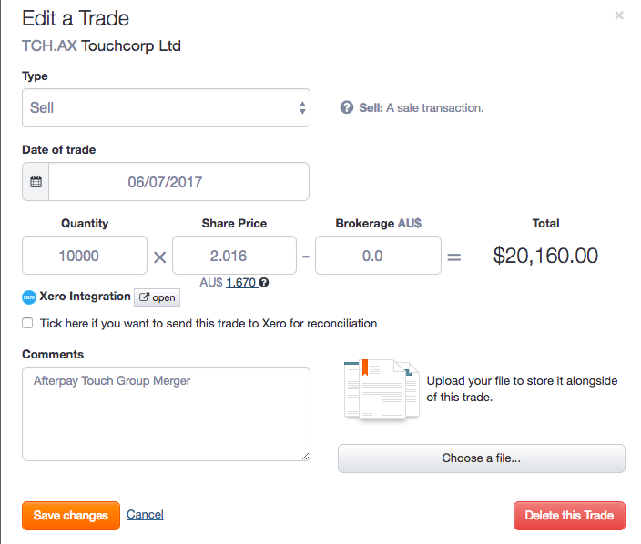 Sell TCH no Rollover