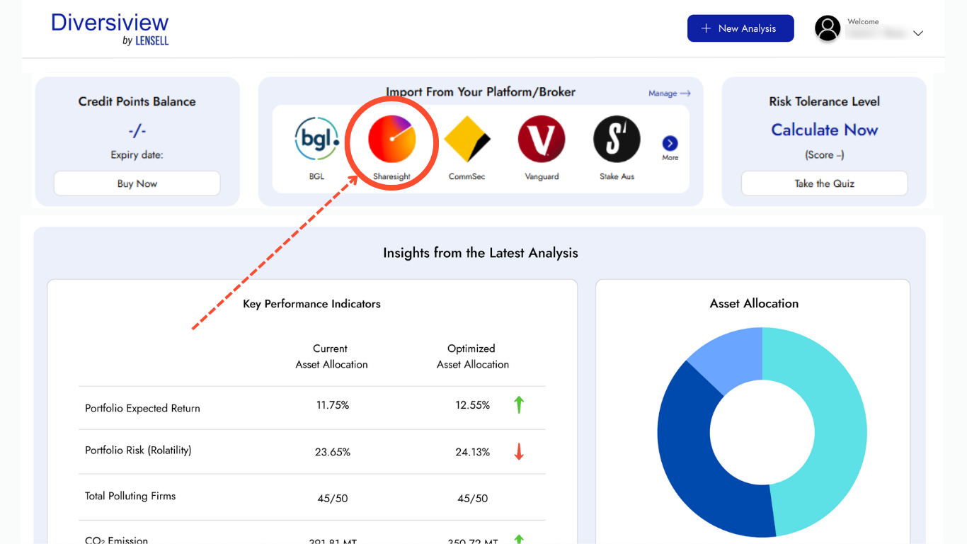 How to import your Sharesight portfolio to analyze and optmize in Diversview
