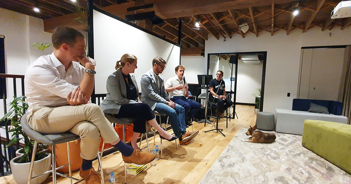 Panelists (plus dog)