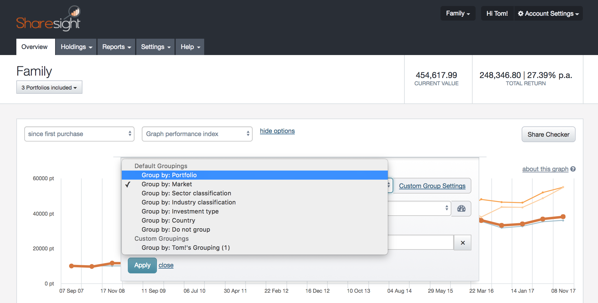 screenshot - Group by Portfolio - Menu