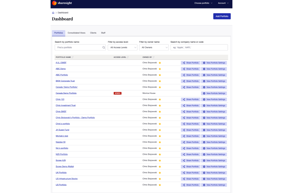 sharesight pro dashboard - 2