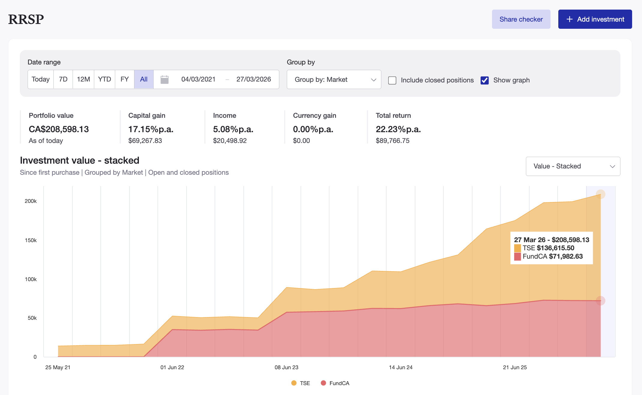 Track your RRSP with Sharesight