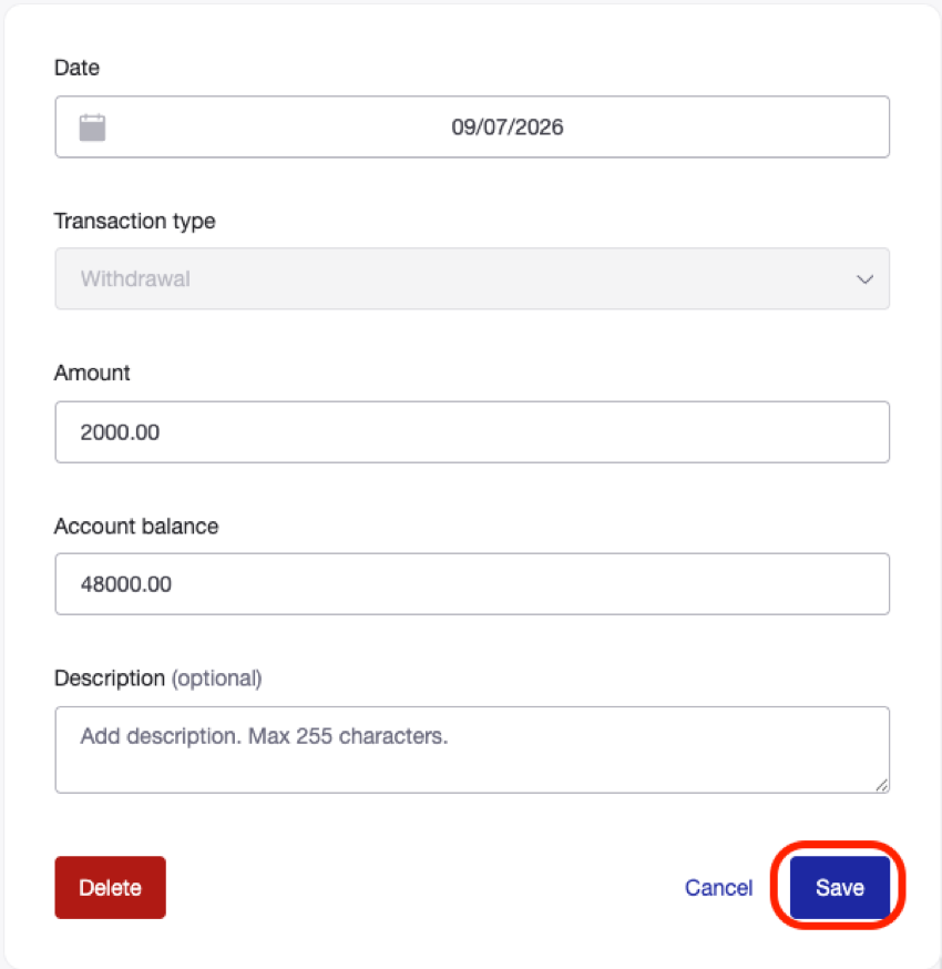 Edit cash account 3
