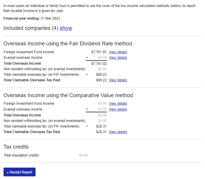FIF report New Zealand tax