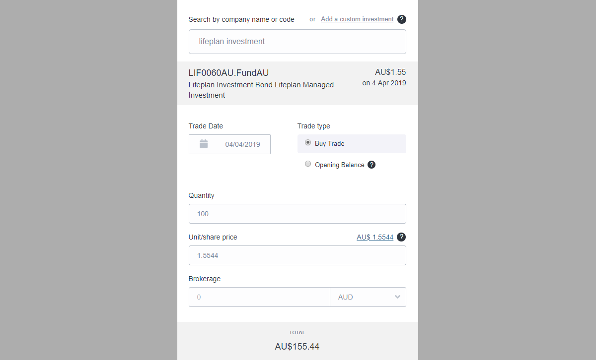 Track investment bonds in sharesight