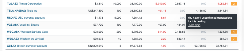 Unconfirmed transactions