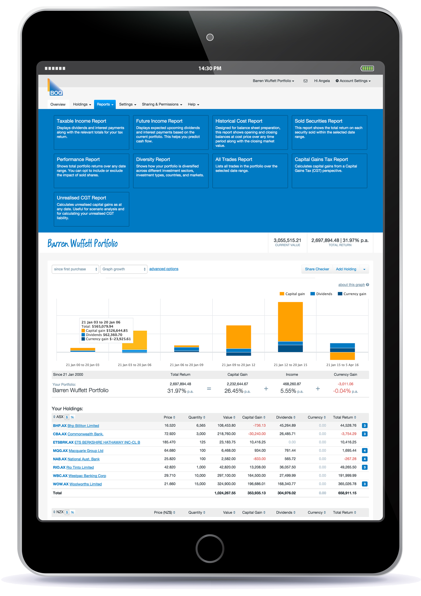 hero - sharesight + boq