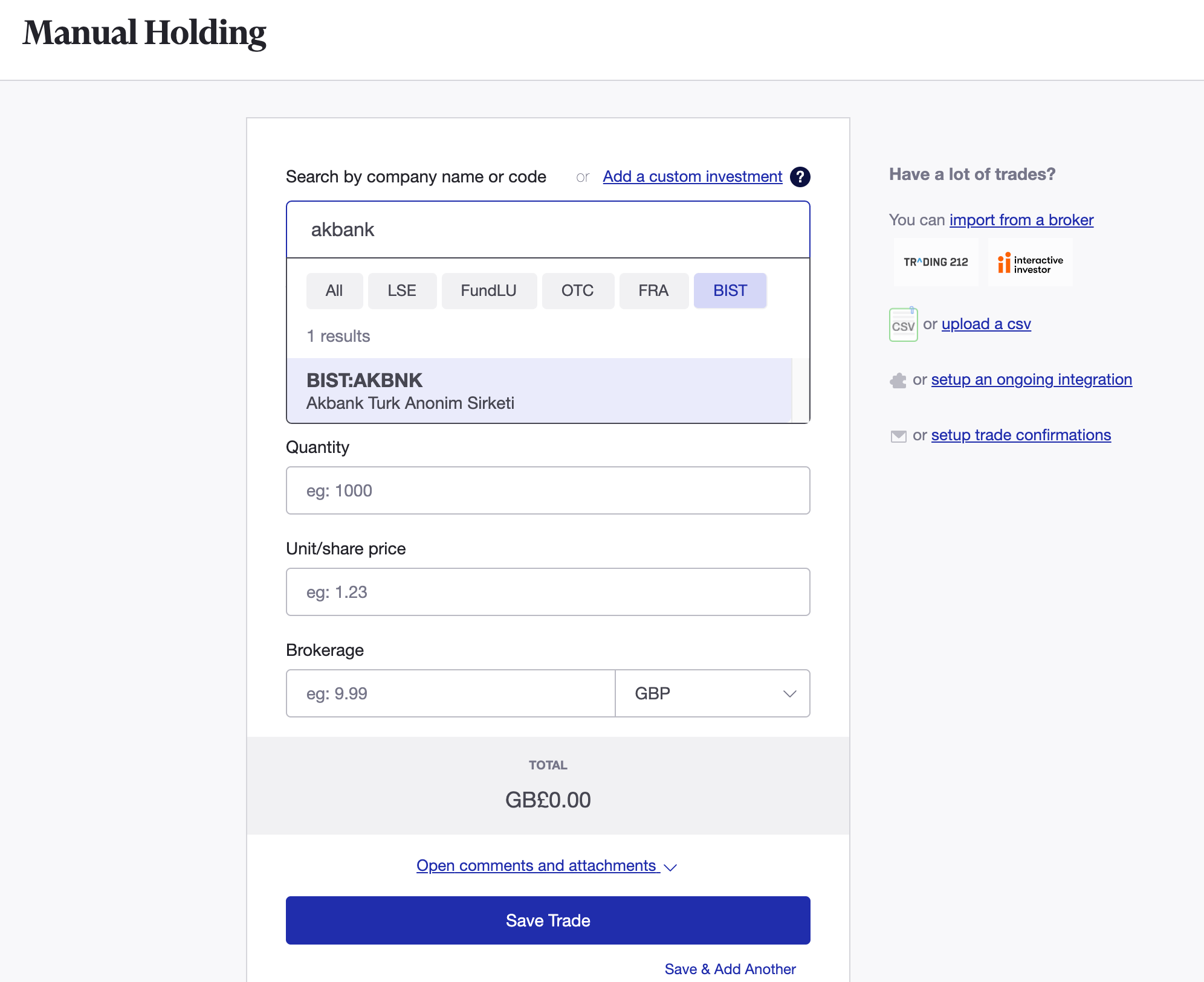 Sharesight track Turkish stocks