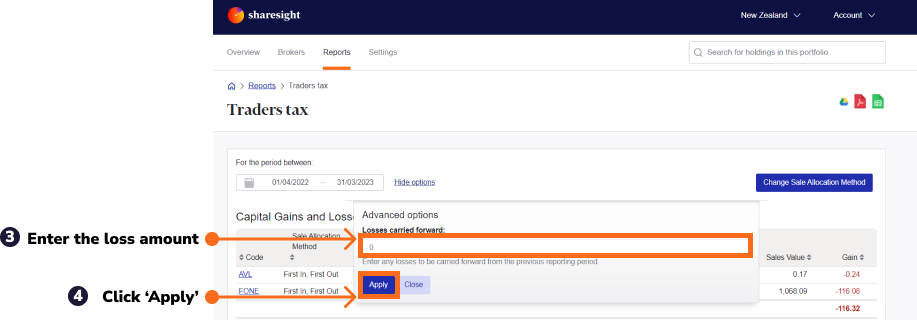 Traders Tax report 3 & 4