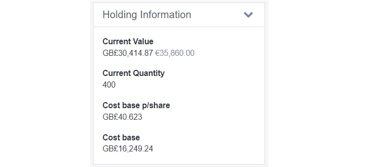 Sharesight cost base per share