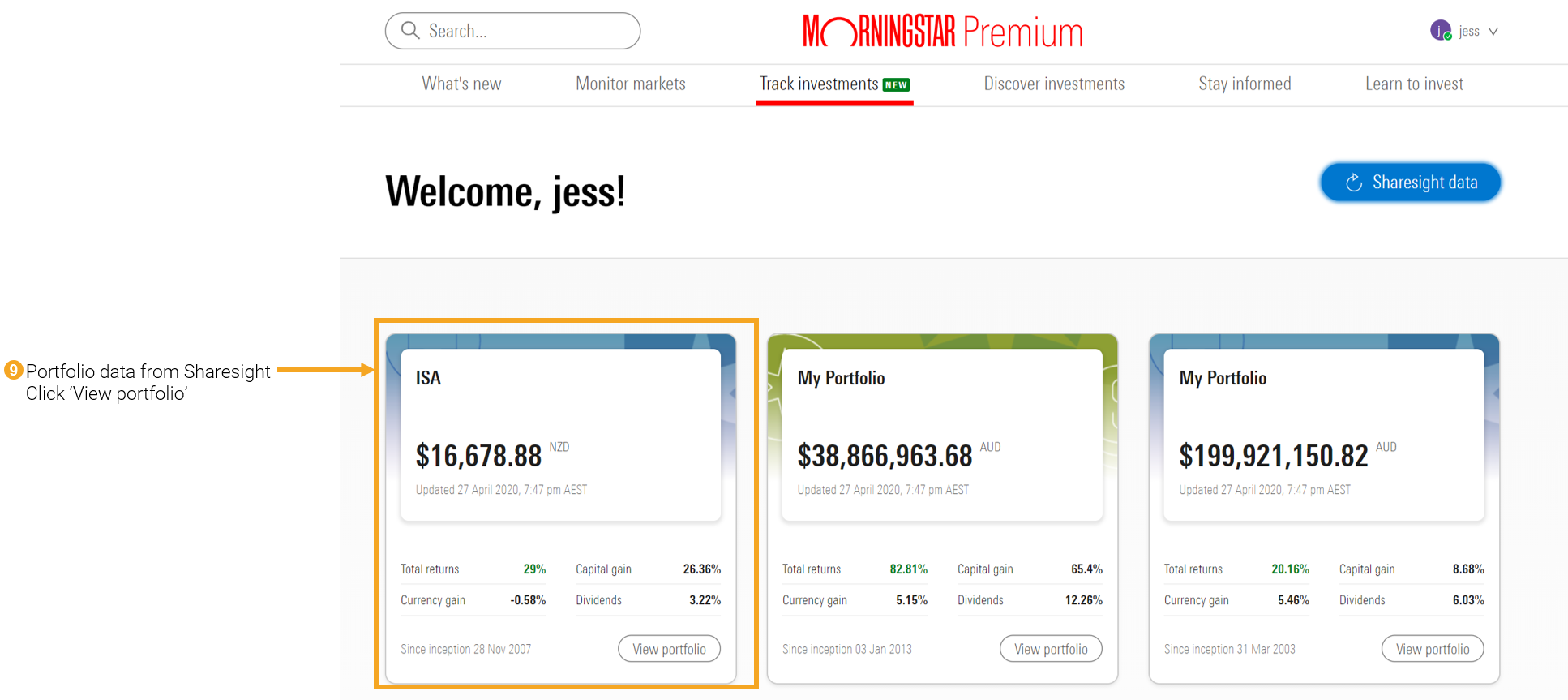 9 - Morningstar connection data