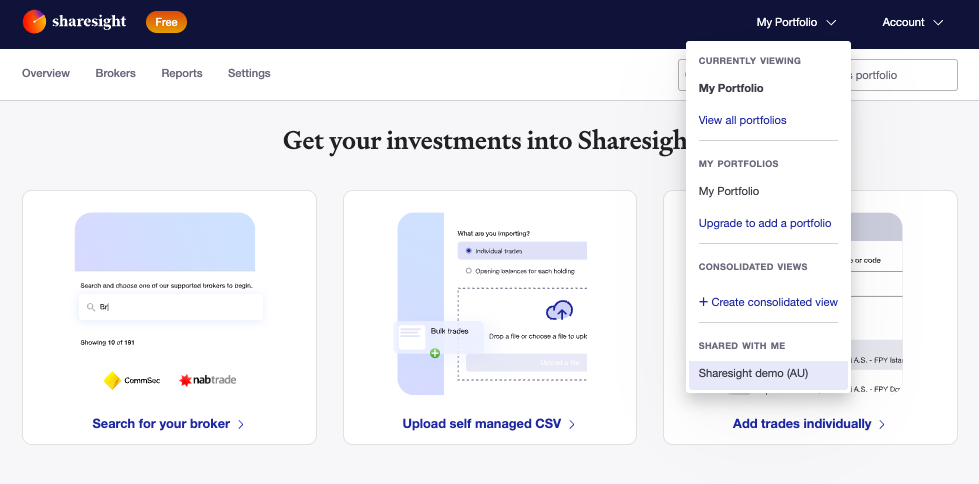 Sharesight demo portfolio