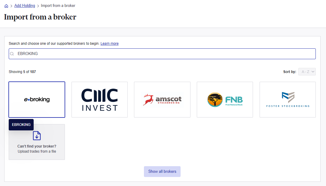 Import trades from ebroking