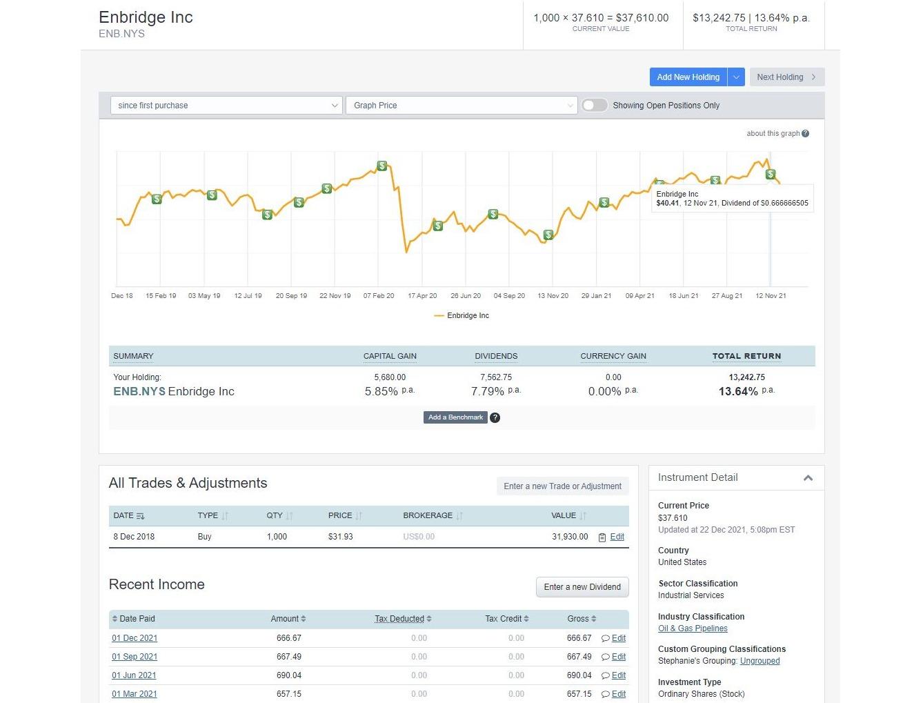 Enbridge holding example 1