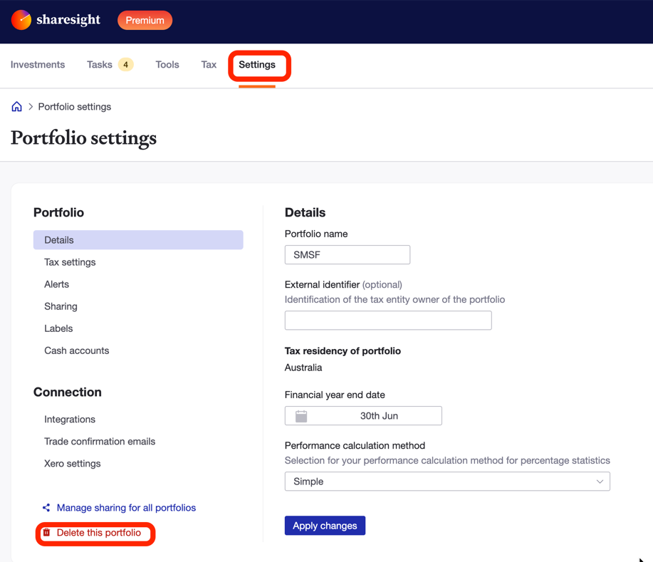 Delete this portfolio link in Portfolio settings