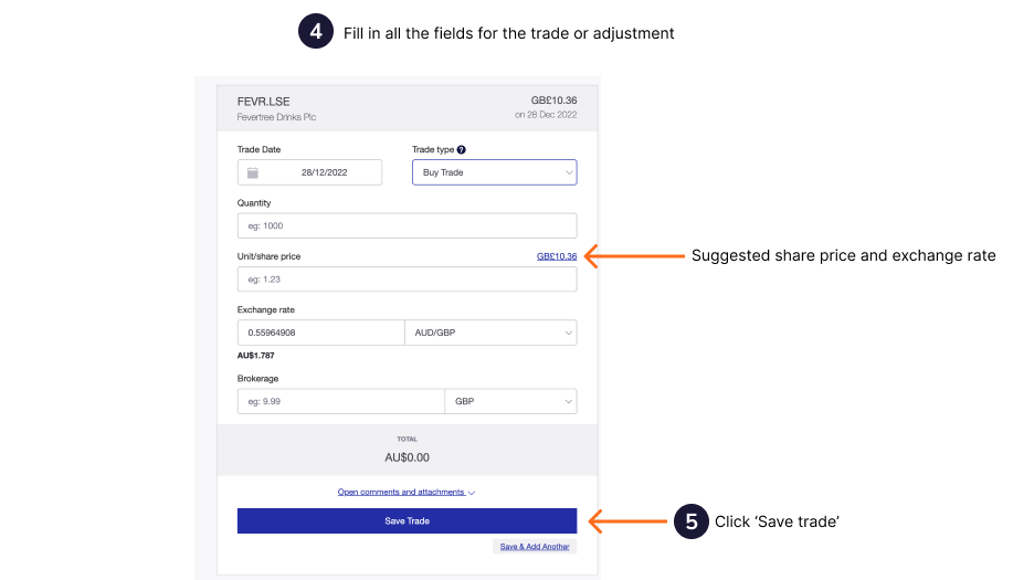 Add trades manually - 3