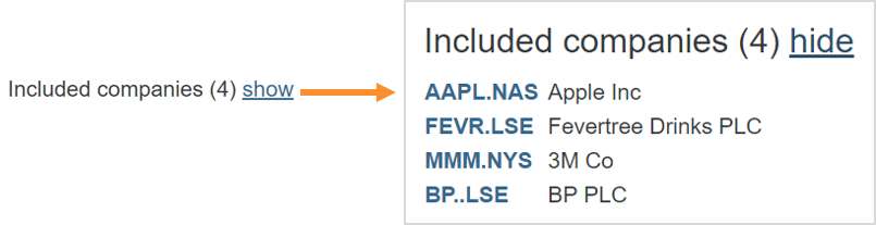 FIF Income Summary Page - Show included companies