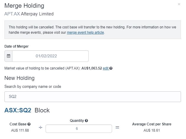 Sharesight merge feature